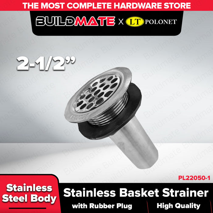 Buildmate x POLOLOCK Stainless Steel Basket Strainer 1-1/2 & 4-1/2" Sink Drain Filter Kitchen Plumbing