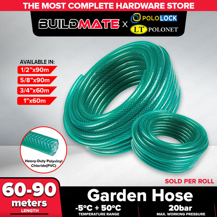Buildmate x Pololock by Polonet Garden Hose Green Heavy Duty Water Hose 1/2in 5/8in 3/4in 1in 60m 90m PL22090 Series