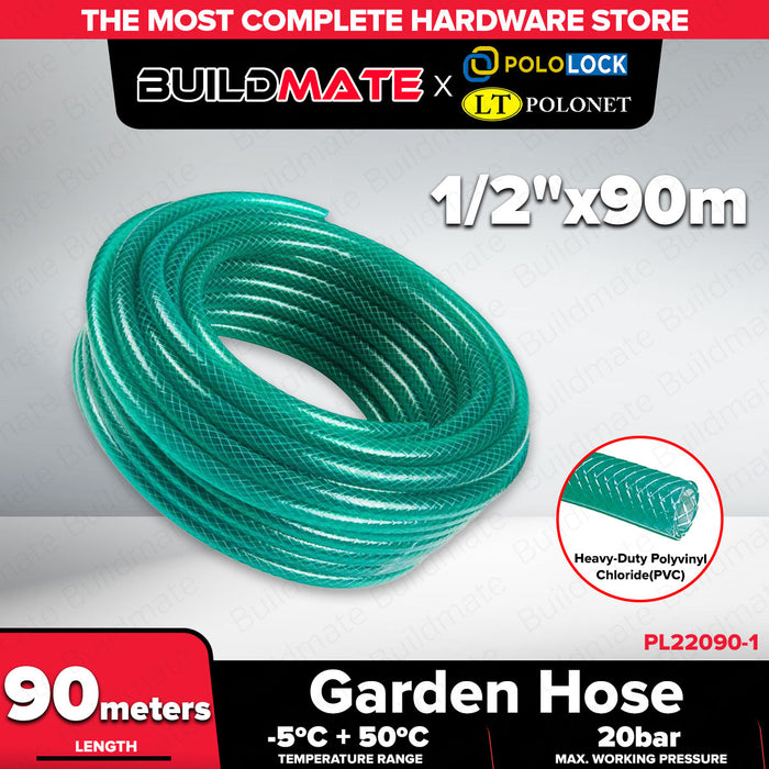 Buildmate x Pololock by Polonet Garden Hose Green Heavy Duty Water Hose 1/2in 5/8in 3/4in 1in 60m 90m PL22090 Series