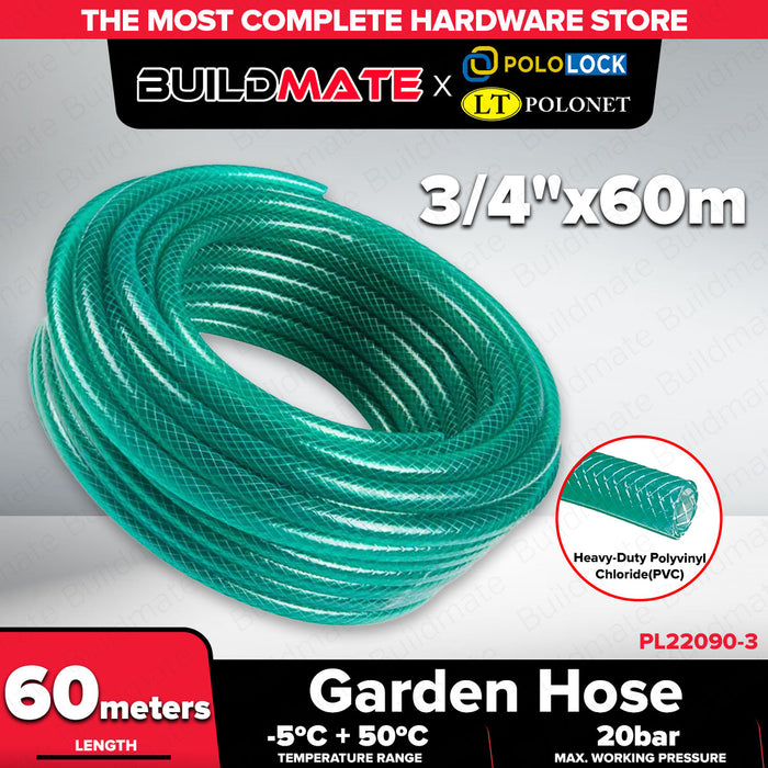 Buildmate x Pololock by Polonet Garden Hose Green Heavy Duty Water Hose 1/2in 5/8in 3/4in 1in 60m 90m PL22090 Series