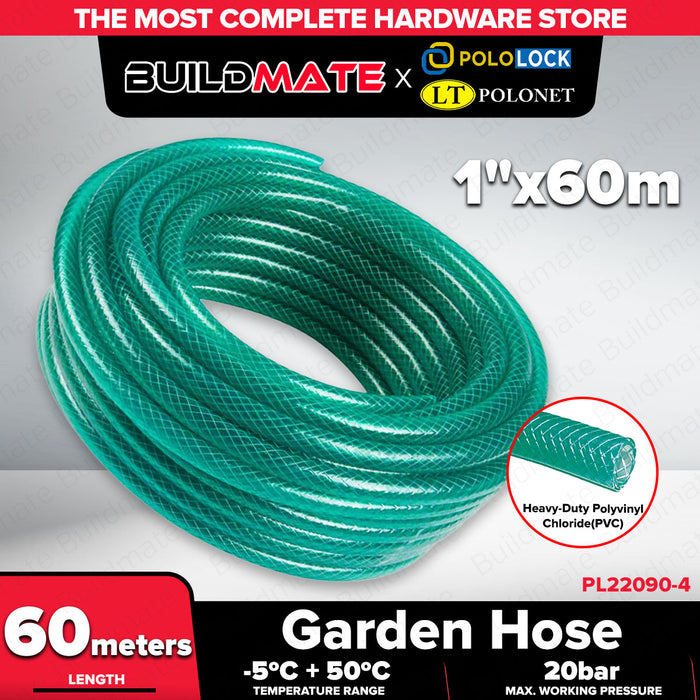 Buildmate x Pololock by Polonet Garden Hose Green Heavy Duty Water Hose 1/2in 5/8in 3/4in 1in 60m 90m PL22090 Series