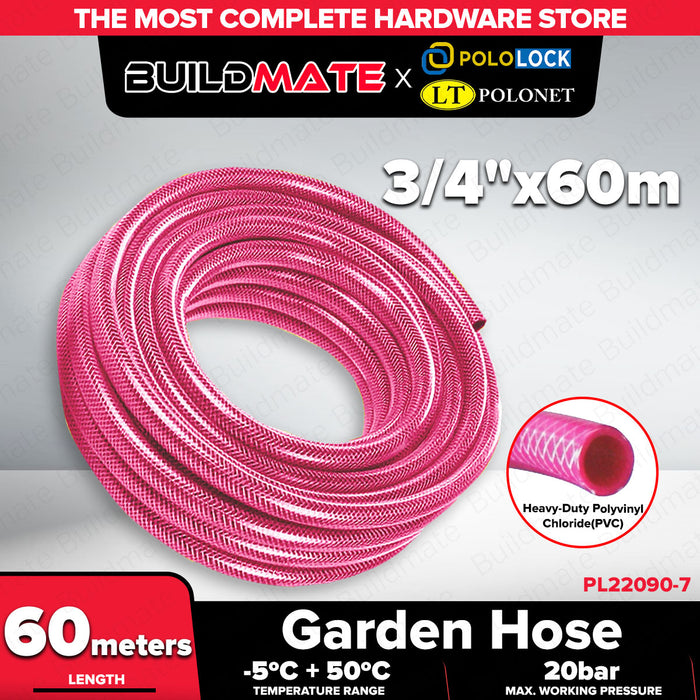 Buildmate x Pololock by Polonet Garden Hose Red Heavy Duty Water Hose 1/2in 5/8in 3/4in 1in 60m/90m PL22090 Series