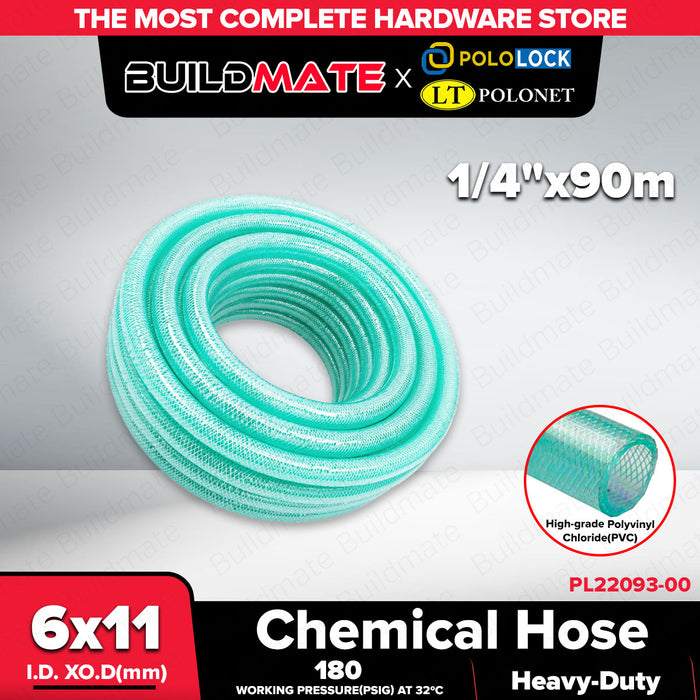 Buildmate x Pololock Chemical Hose PVC Industrial Fluid Transfer Hose Available in Multiple Sizes 1/4,1/2,5/8,1,1-1/4,1-1/2,2 90m/50m/40m PL22093 Series
