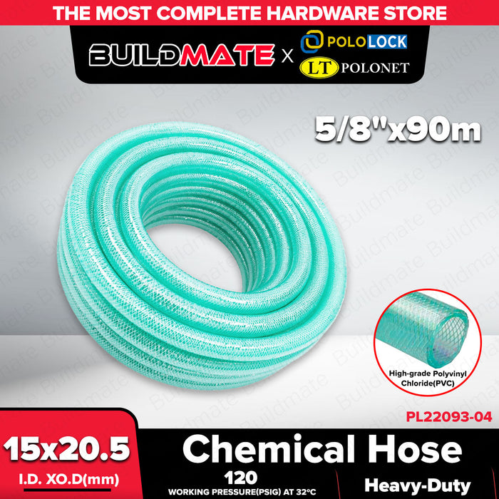 Buildmate x Pololock Chemical Hose PVC Industrial Fluid Transfer Hose Available in Multiple Sizes 1/4,1/2,5/8,1,1-1/4,1-1/2,2 90m/50m/40m PL22093 Series