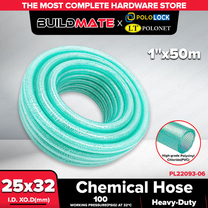Buildmate x Pololock Chemical Hose PVC Industrial Fluid Transfer Hose Available in Multiple Sizes 1/4,1/2,5/8,1,1-1/4,1-1/2,2 90m/50m/40m PL22093 Series