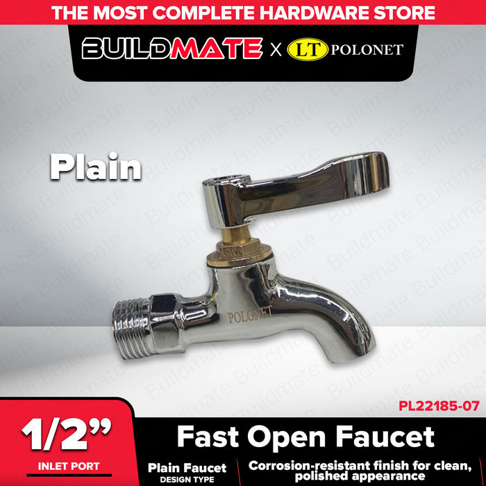 BUILDMATE x POLOLOCK Fast Open Faucet Plain 1/2”x2” / 1/2”x4” / 1/2”x6” – Durable Water Tap for Bathroom, Kitchen & Outdoor Use