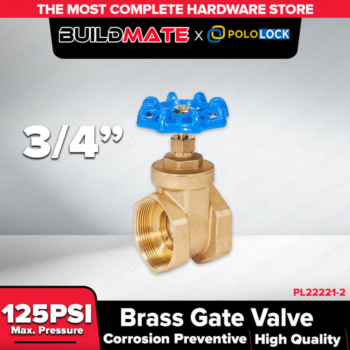 Buildmate x Pololock Brass Gate Valve 1/2–2 Inch PL22221 Series Heavy Duty Water Shutoff