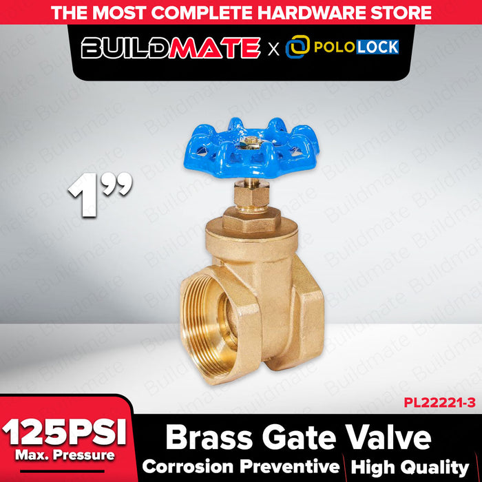 Buildmate x Pololock Brass Gate Valve 1/2–2 Inch PL22221 Series Heavy Duty Water Shutoff
