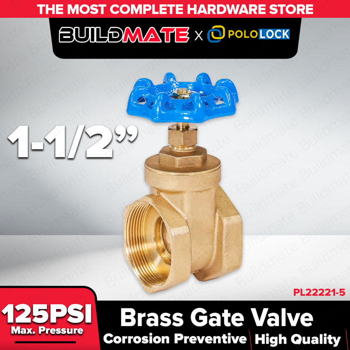 Buildmate x Pololock Brass Gate Valve 1/2–2 Inch PL22221 Series Heavy Duty Water Shutoff