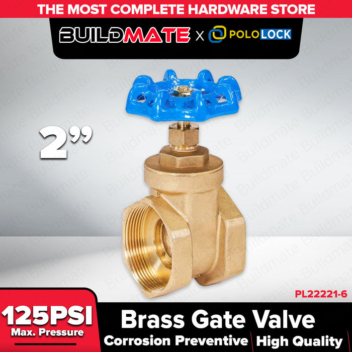 Buildmate x Pololock Brass Gate Valve 1/2–2 Inch PL22221 Series Heavy Duty Water Shutoff