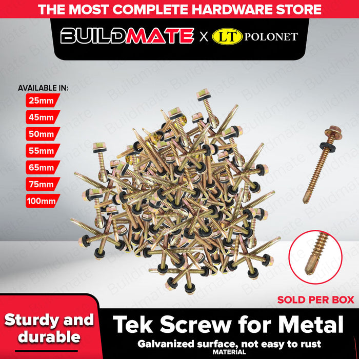 Buildmate x Pololock Tek Screw for Metal Galvanized 25mm-100mm Self Drilling Screw PL55081
