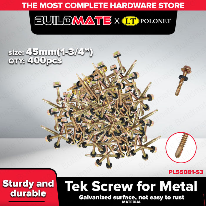 Buildmate x Pololock Tek Screw for Metal Galvanized 25mm-100mm Self Drilling Screw PL55081