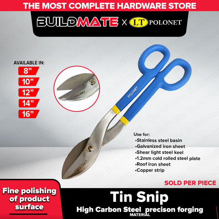 BUILDMATE x POLOLOCK by POLONET Tin Snip 8” / 10” / 12” / 14” / 16” – Heavy Duty Metal Cutting Shears