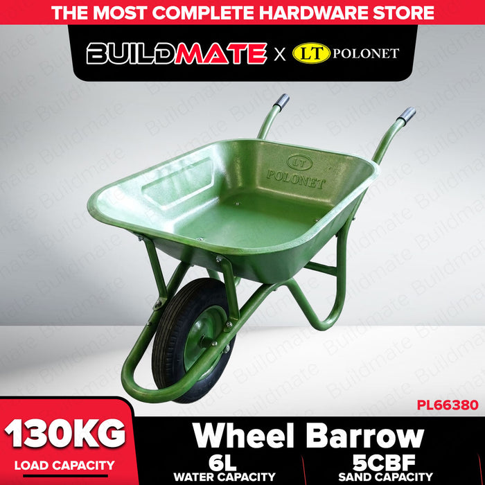 Buildmate x Pololock by Polonet Wheel Barrow 14x4 130kg Heavy Duty Garden Cart PL66380