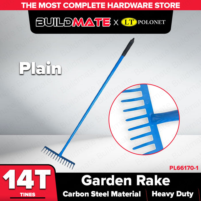 Buildmate x Pololock Garden Rake 14T Plain/Twisted Carbon Steel Heavy Duty PL66170