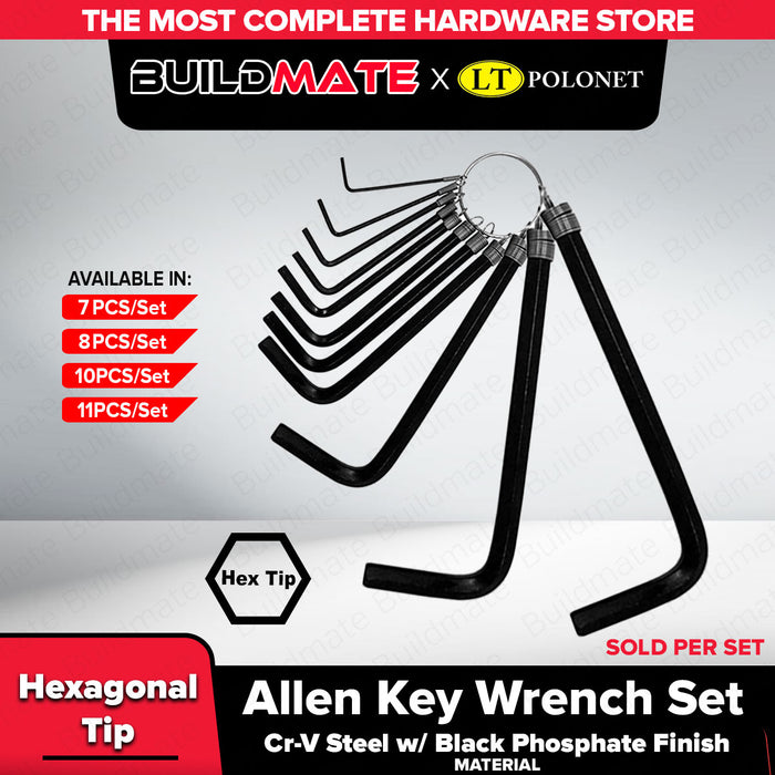 BUILDMATE x POLOLOCK Allen Key Wrench Set – SAE & Metric Sizes | 7pcs / 8pcs / 10pcs / 11pcs Hex Key Set for Repair, Assembly & Maintenance Tools
