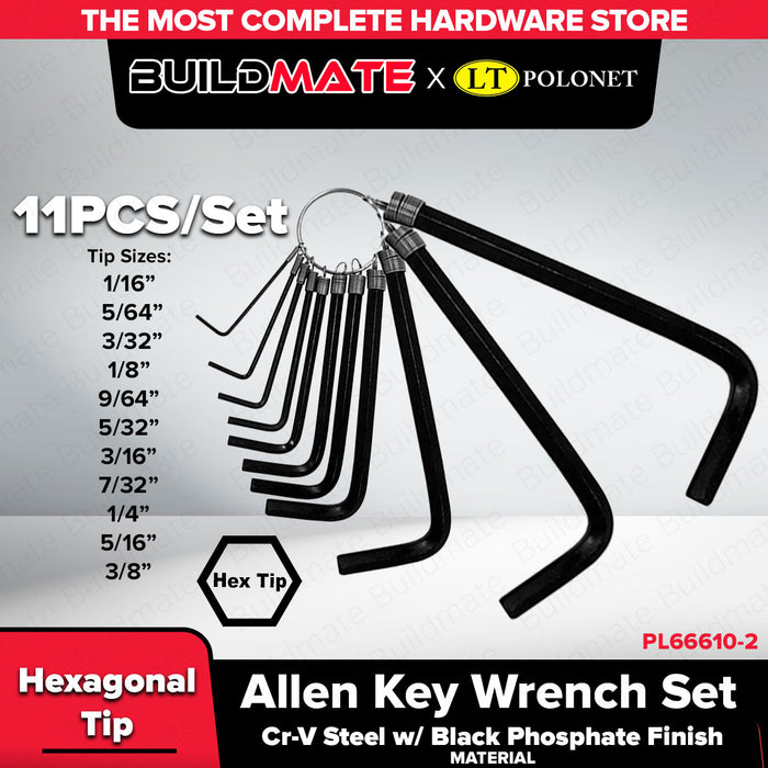 BUILDMATE x POLOLOCK Allen Key Wrench Set – SAE & Metric Sizes | 7pcs / 8pcs / 10pcs / 11pcs Hex Key Set for Repair, Assembly & Maintenance Tools