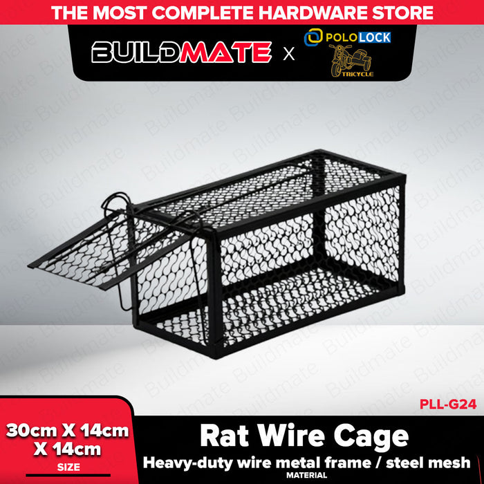 Buildmate x Pololock G24 Tricycle Rat Wire Cage 30x14x14cm Heavy-Duty Steel Mesh