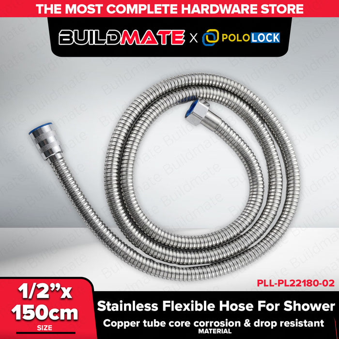 Buildmate x Pololock by Polonet Stainless Shower Hose 1/2" x 150cm Copper Core Corrosion-Resistant PL22180-02