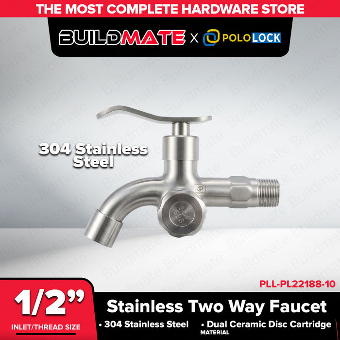 Buildmate x Pololock Two-Way Faucet 1/2" 304 Stainless Steel/Matte Black Dual Ceramic Cartridge PL22188