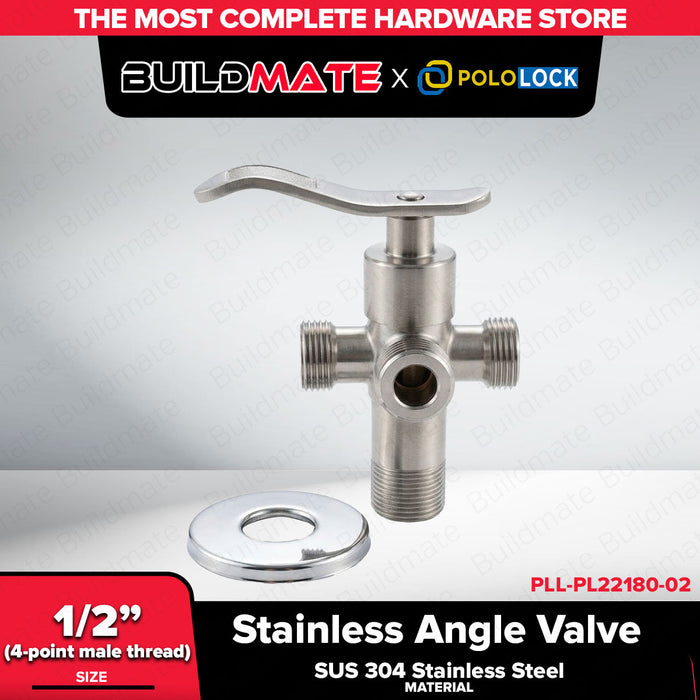 Buildmate x Pololock Stainless Angle Valve 1/2 X 1/2 X 1/2 X 1/2 304 PL22188-21