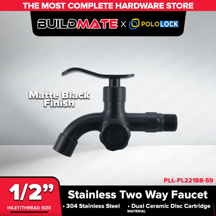 Buildmate x Pololock Two-Way Faucet 1/2" 304 Stainless Steel/Matte Black Dual Ceramic Cartridge PL22188