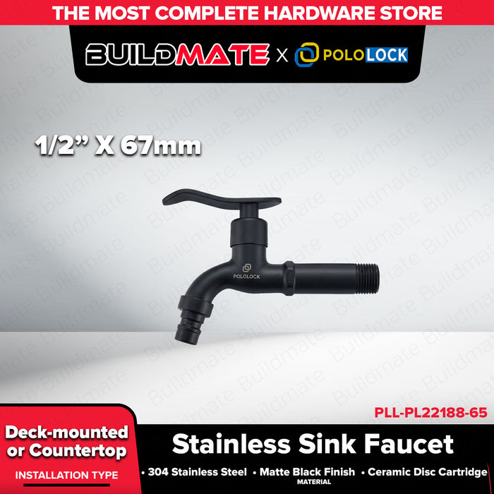 Buildmate x Pololock Matte Black Stainless Sink Faucet 1/2" x 67mm/97mm 304 Steel PL22188