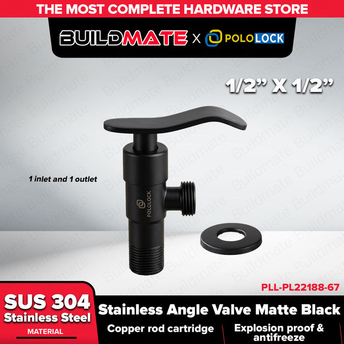 Buildmate x Pololock Matte Black Stainless Angle Valve 1/2" 1-4 Outlets 304 Steel PL22188-67-72