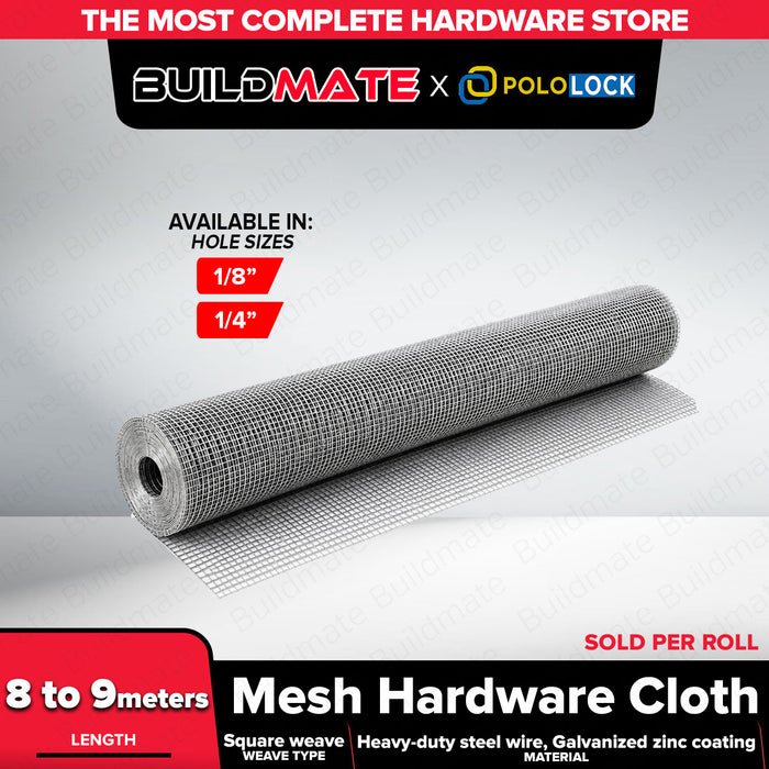 Buildmate x Pololock Mesh Hardware Cloth 1/8"-1/4" Heavy-Duty Galvanized Steel Wire 8-9M PL550206