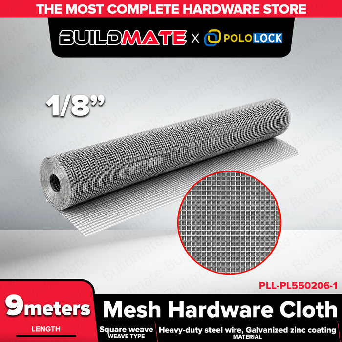 Buildmate x Pololock Mesh Hardware Cloth 1/8"-1/4" Heavy-Duty Galvanized Steel Wire 8-9M PL550206