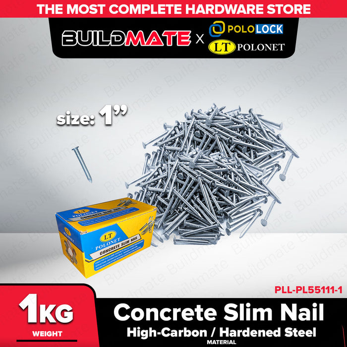 Buildmate x Pololock by Polonet Concrete Slim Nail 1"-2" High-Carbon Hardened Steel 1KG PL55111