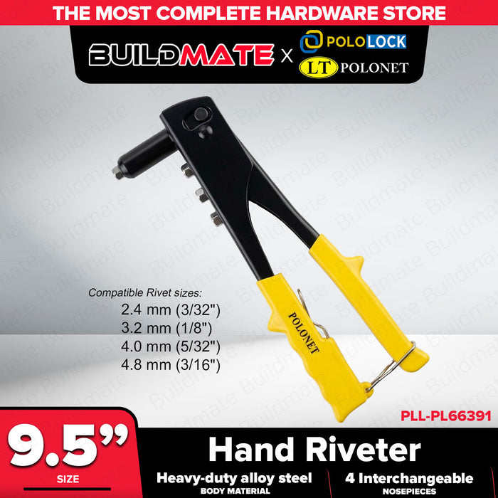 Buildmate x Pololock Hand Riveter 9.5" Heavy-Duty Alloy Steel PL66391