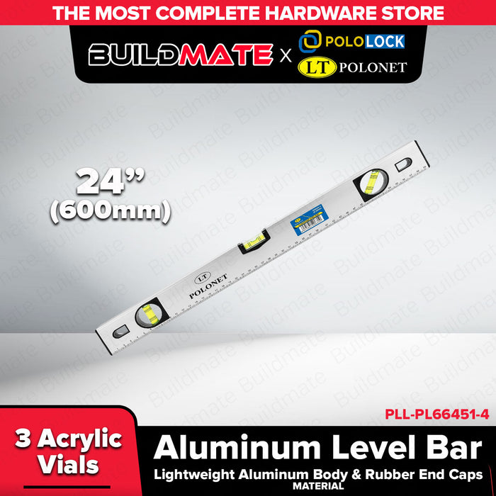 Buildmate x Pololock by Polonet Aluminum Level Bar 12"-40" 3 Vials PL66451