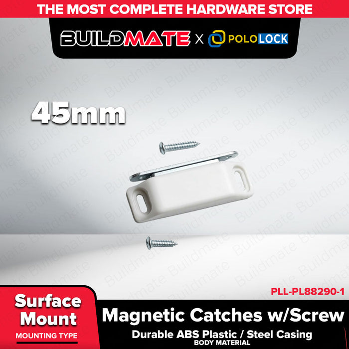 Buildmate x Pololock Magnetic Catches w/Screw 45mm/60mm White ABS Plastic Steel PL88290