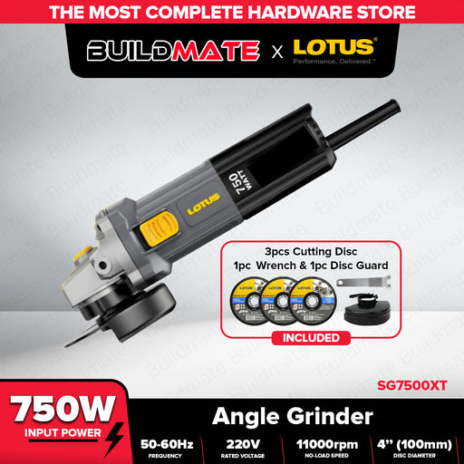 Lotus 750W Angle Grinder with 3pcs Accessories (4 inches) SG7500XT