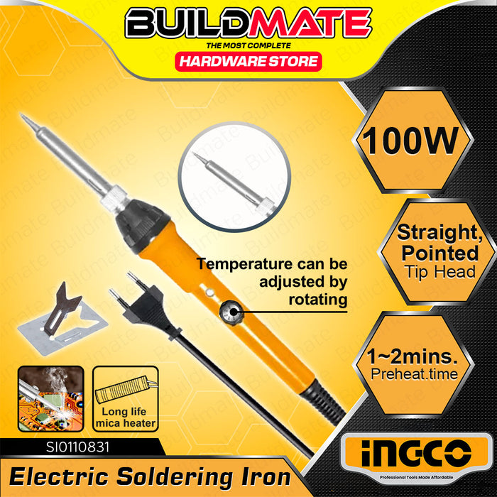BUILDMATE Ingco Electric Soldering Iron 40W / 60W / 100W Straight / Flat Tip Head Electric Welding Iron Soldering Pen Hand Repair Tools - IHT