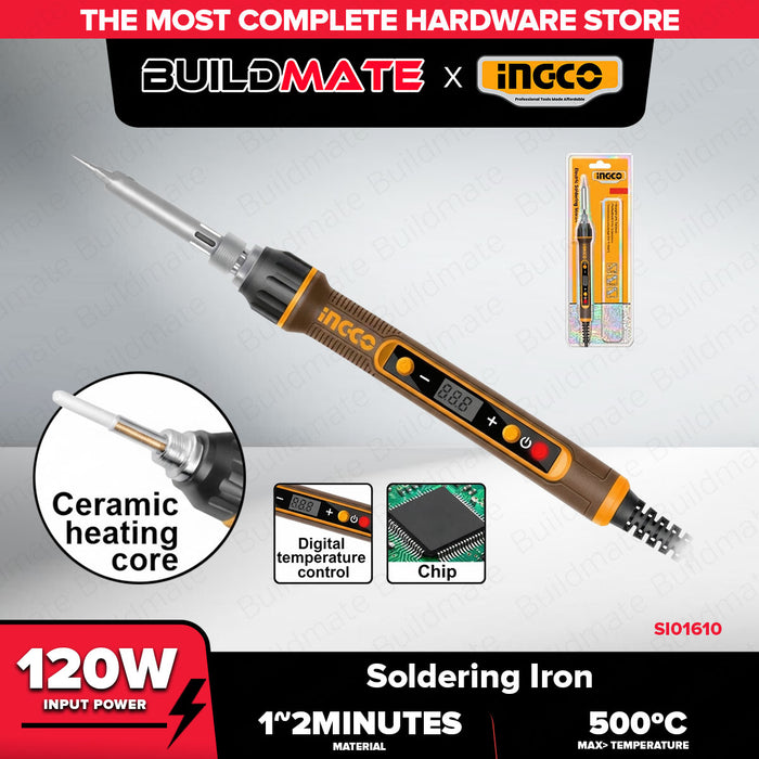 Buildmate x INGCO Electric Soldering Iron 120W Digital Temperature Control Fast Heating Ceramic Heater SI01610 IHT