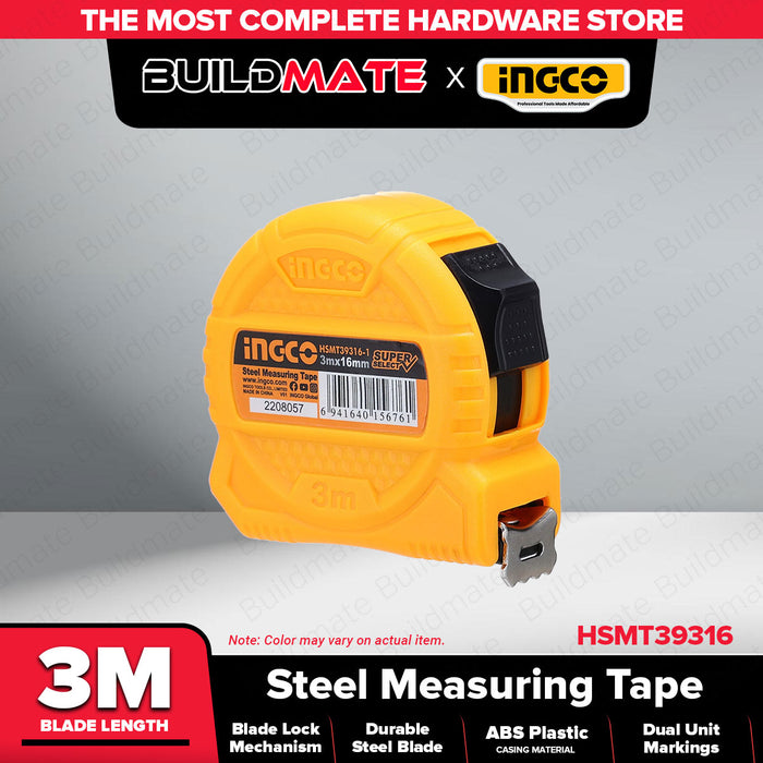 INGCO Steel Measuring Tape 3M | 5M | 8M With Metric And Inch One Button SUPER SELECT [SOLD PER PIECE]•BUILDMATE• HT2
