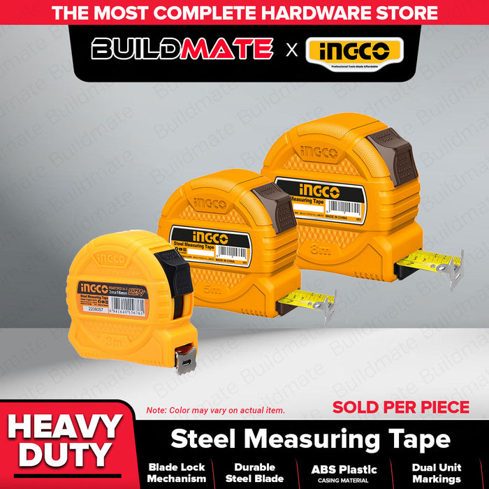 INGCO Steel Measuring Tape 3M | 5M | 8M With Metric And Inch One Button SUPER SELECT [SOLD PER PIECE]•BUILDMATE• HT2