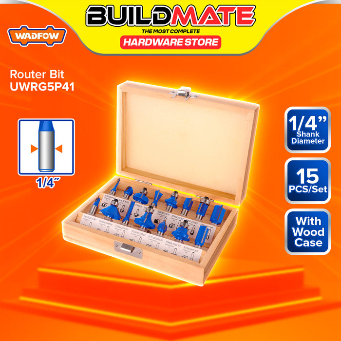 BUILDMATE Wadfow 15PCS/SET Router Bit 1/2" / 1/4" Shank Diameter Shaping Milling Trimming Woodworking Bits SOLD PER SET - WHT