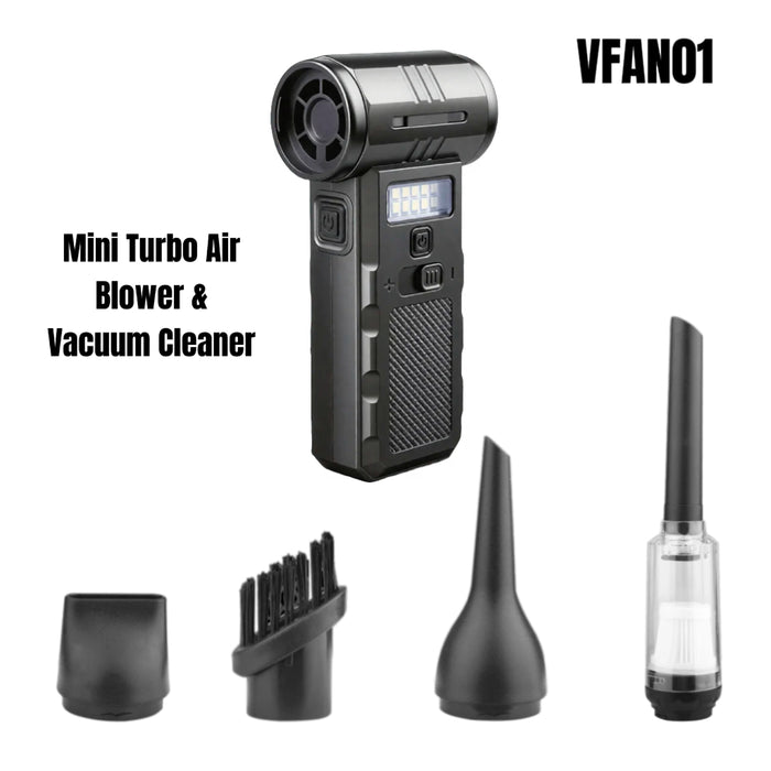 BUILDMATE Mini Turbo Air Blower & Vacuum Cleaner 7.4V 4000mAh LED Light USB Type-C VFAN01