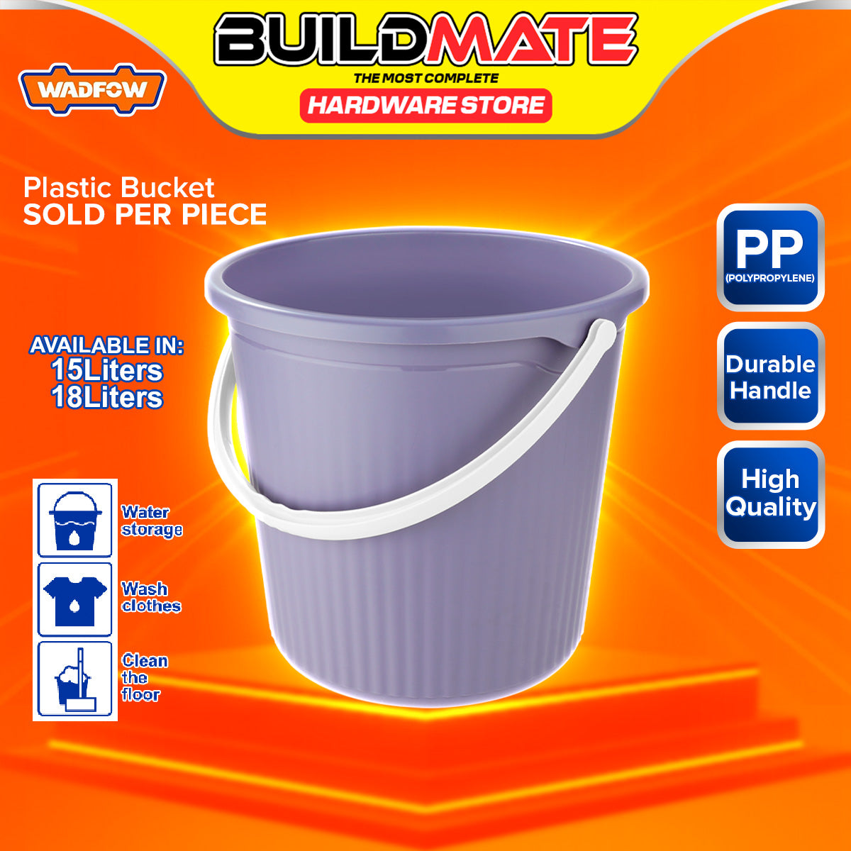 BUILDMATE Wadfow Plastic Bucket Multipurpose Cleaning Bucket Container ...