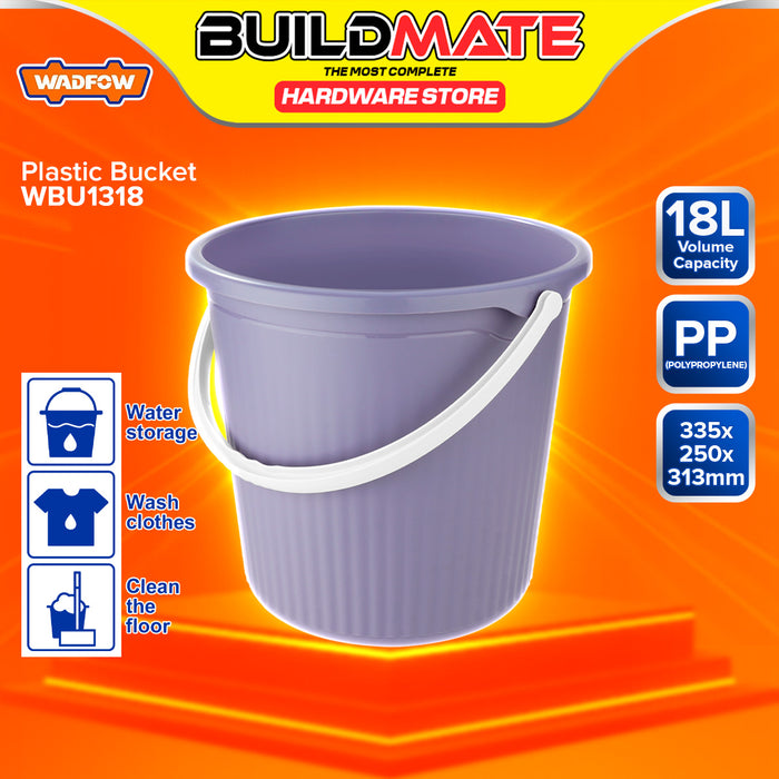 BUILDMATE Wadfow Plastic Bucket Multipurpose Cleaning Bucket Container Water Storage Tub Plastic Pail Timba Balde Household Cleaning Tool - WHT