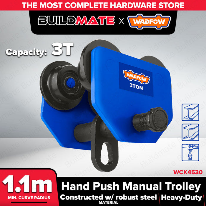 Buildmate x Wadfow Manual Push Trolley 1T/3T Beam Trolley Heavy Duty WCK4510/4530 WHT