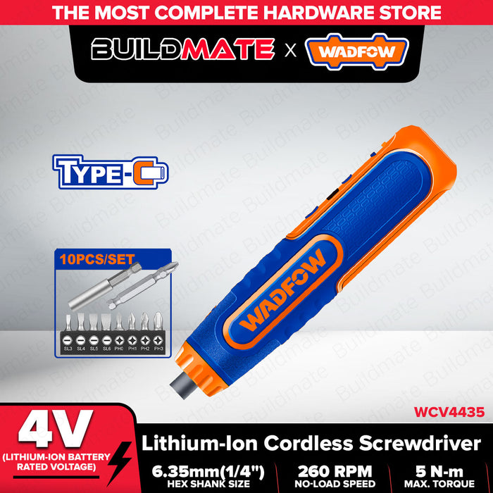 WADFOW 4V Heavy Duty Fast Charging Lithium-Ion Cordless Screwdriver WCV4435 WCPT