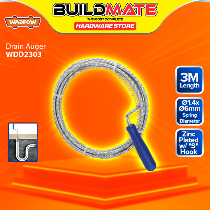 BUILDMATE Wadfow Flexible Plated Spring Steel Drain Auger Wire Sewer Manual Plumbing Snake Sink Cleaner Drain Rod Cable Pipe Auger SOLD PER PIECE - WHT