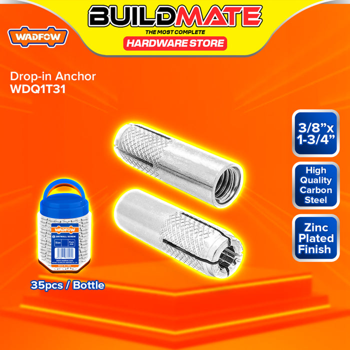 BUILDMATE Wadfow Drop-In Anchor Zinc Plated Concrete Flush Mount Drop-In Fastener Female Expansion Anchor SOLD PER BOTTLE - WHT