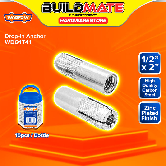 BUILDMATE Wadfow Drop-In Anchor Zinc Plated Concrete Flush Mount Drop-In Fastener Female Expansion Anchor SOLD PER BOTTLE - WHT