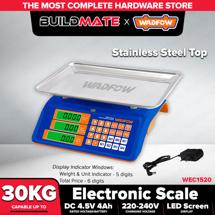 BUILDMATE Wadfow Electronic Digital Weighing Scale 30kg Rechargeable Kitchen Measuring Tool Timbangan WEC1520 - WPT