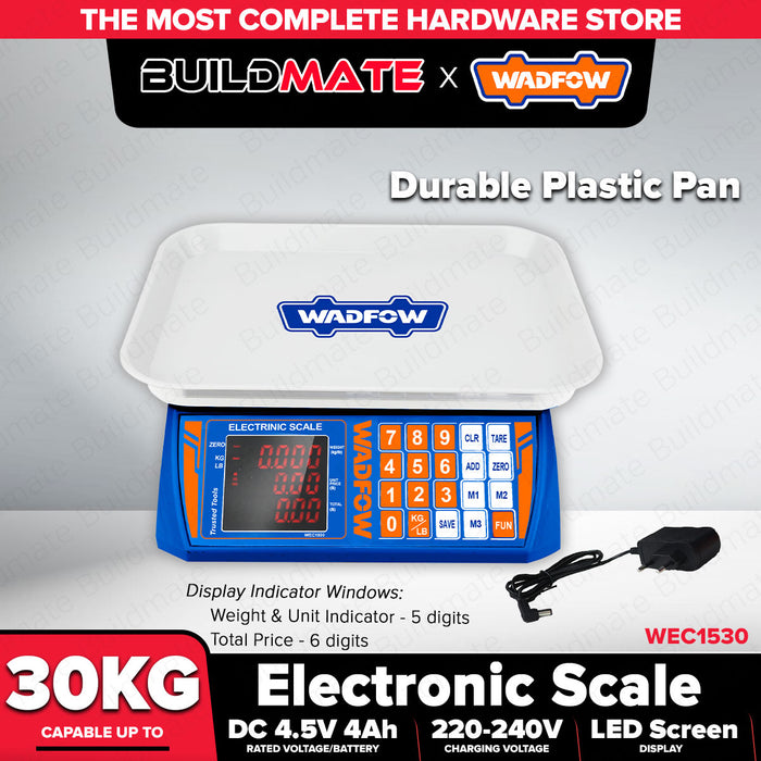 BUILDMATE Wadfow Electronic Scale 30kg Digital Kitchen Weighing Measuring Scale LED Double Display Timbangan WEC1530 - WPT